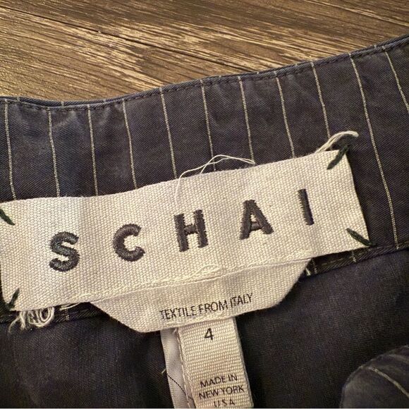 Schai Navy Pinstripe Wide Leg Pants - Picture 7 of 7